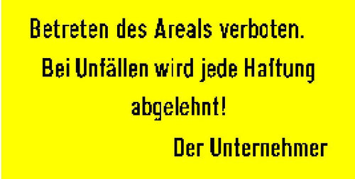 Schild Betreten des Areals verboten ALU