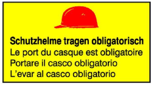 Schild Schutzhelme tragen obligatorisch ALU