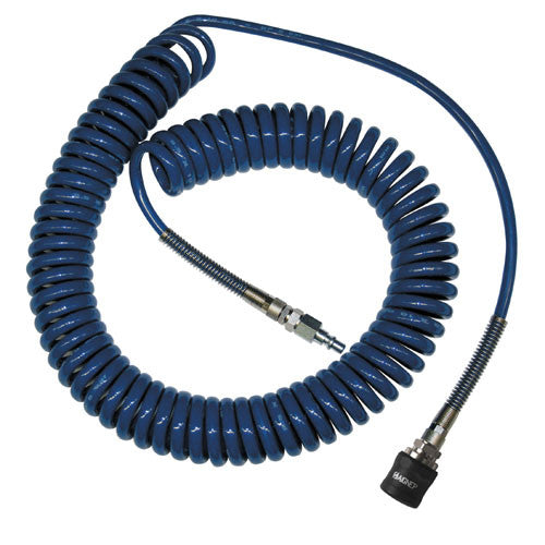 Spiralschlauch PUR blau 10x6.5mm, 4m, mit Sicherheitskupplung